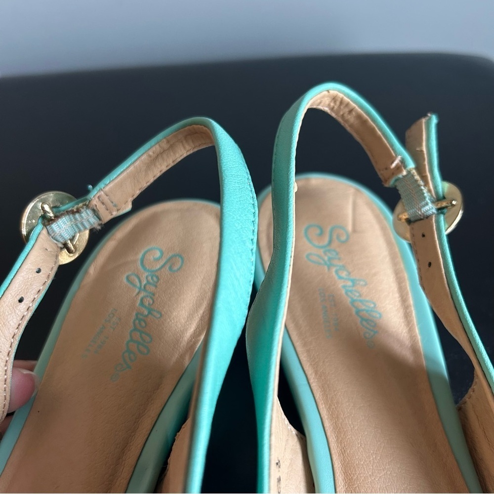 Seychelles Mint Green Reflection Wedge Slingback Shoes - Picture 11 of 13